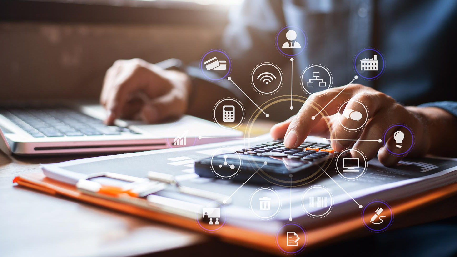 An illustration of the OnPay Ramp partnership integration showing synced financial data.